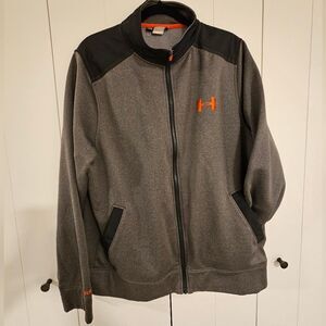 UNDER ARMOUR Men's Grey Black Full Zip sweatshirt warm activewear storm1